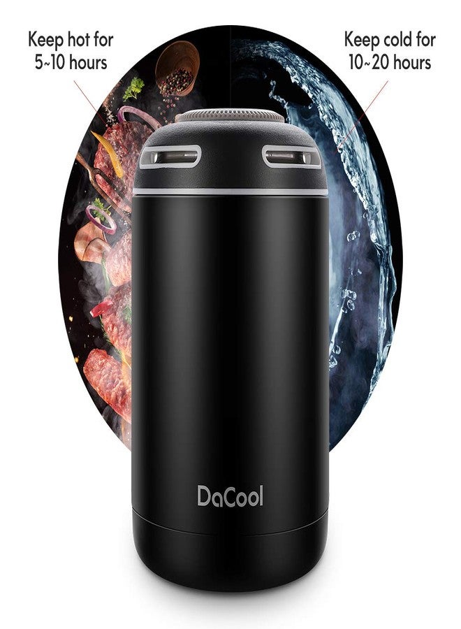 DaCool Insulated Food Jar Thermos for Hot Food 16 oz Vacuum Stainless Steel School Lunch Container for Kids Adult Keep Food Hot Container for Picnic Office Outdoors,BPA Free, Black - Image 2